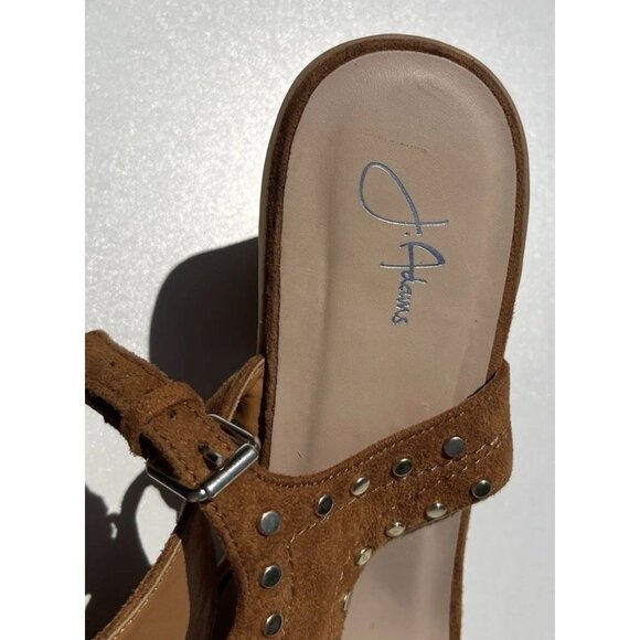 J Adams Brown Print Women’s Sz 11 Gold Studded Double Belt Strap Heel Shoes - Picture 15 of 16